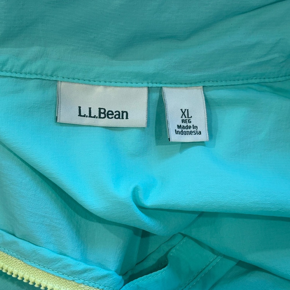 L.L. Bean Colorblock Nylon Anorak Pullover Jacket Green Teal XL Half Zip Hiking - Picture 9 of 12